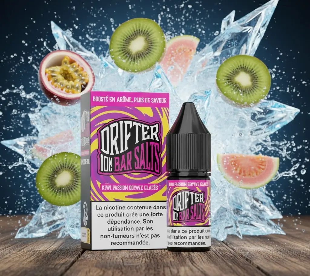 Kiwi Passion Goyave Glaces  Bar Salts Drifter 10ml - Sel De Nicotine 20 mg