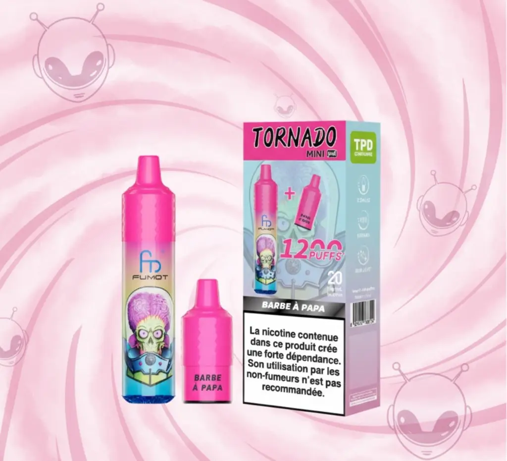 PUFF KIT + Pack de 2 Pods Tornado Mini 2ml 20mg Fumot - Cotton Candy