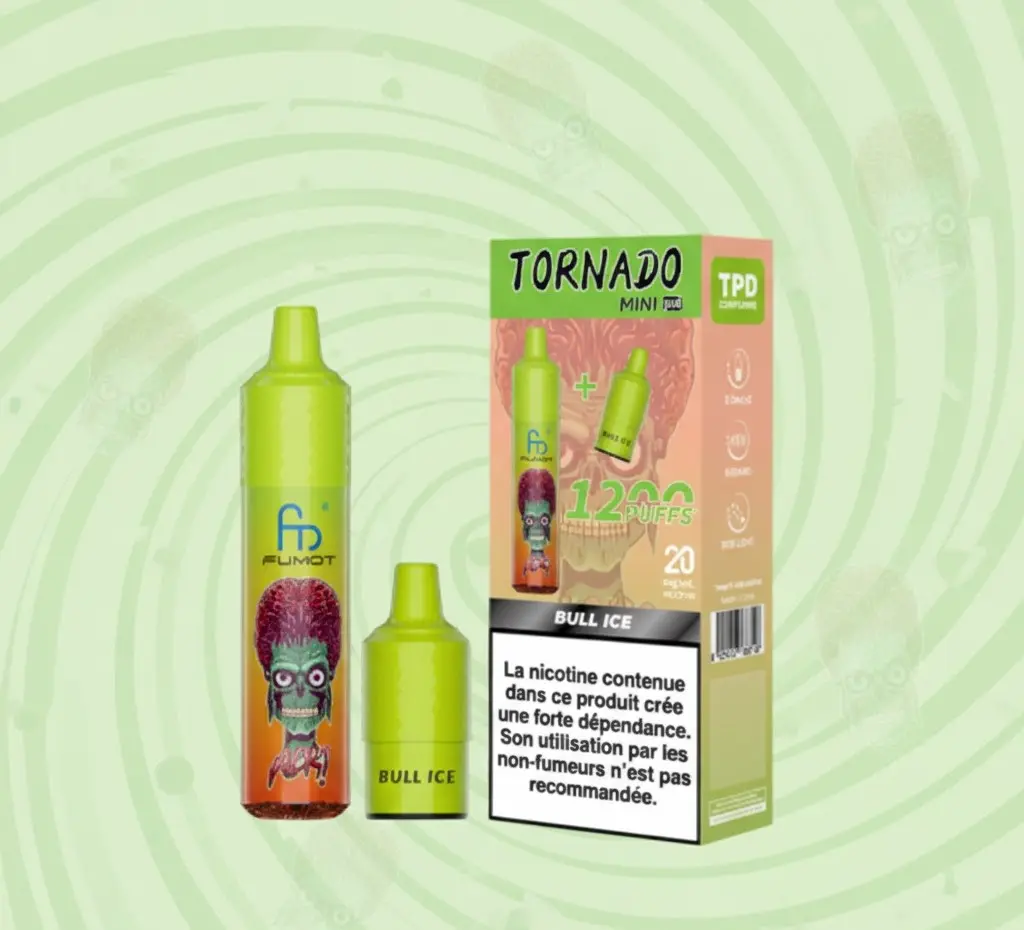 PUFF KIT + Pack de 2 Pods Tornado Mini 2ml 20mg Fumot - Bull Ice