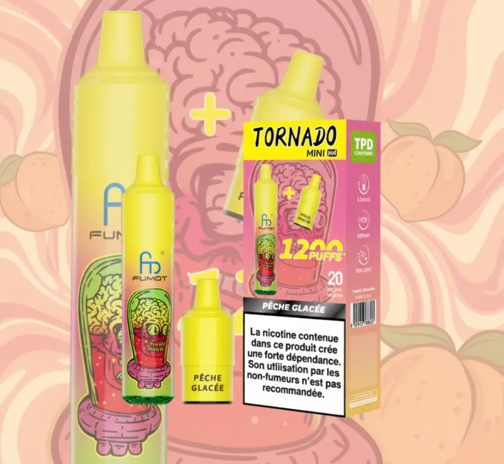 PUFF KIT + Pack de 2 Pods Tornado Mini 2ml 20mg Fumot - Peach Ice