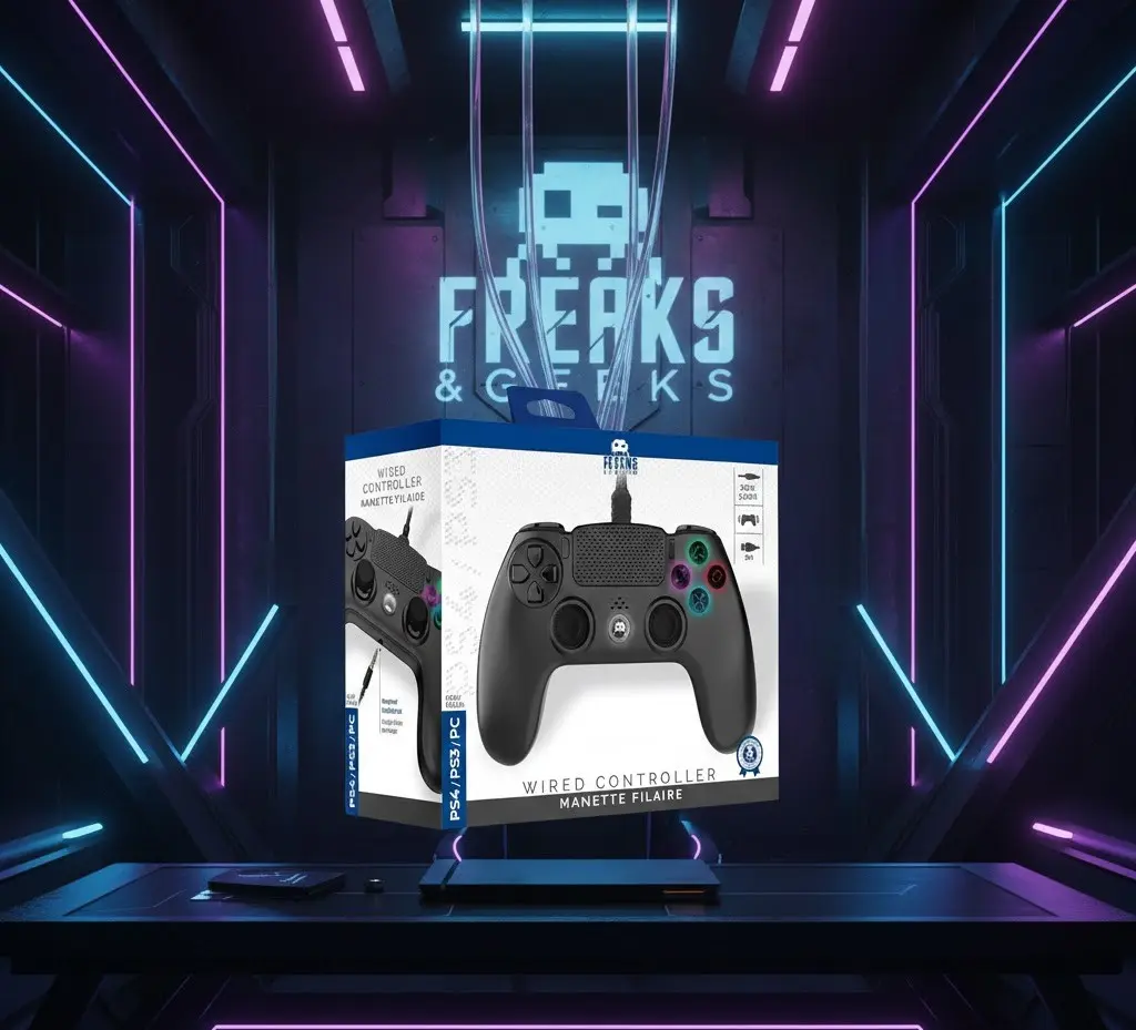 Freaks and Geeks Controller Met Kabel Voor PS4 3 M Zwart