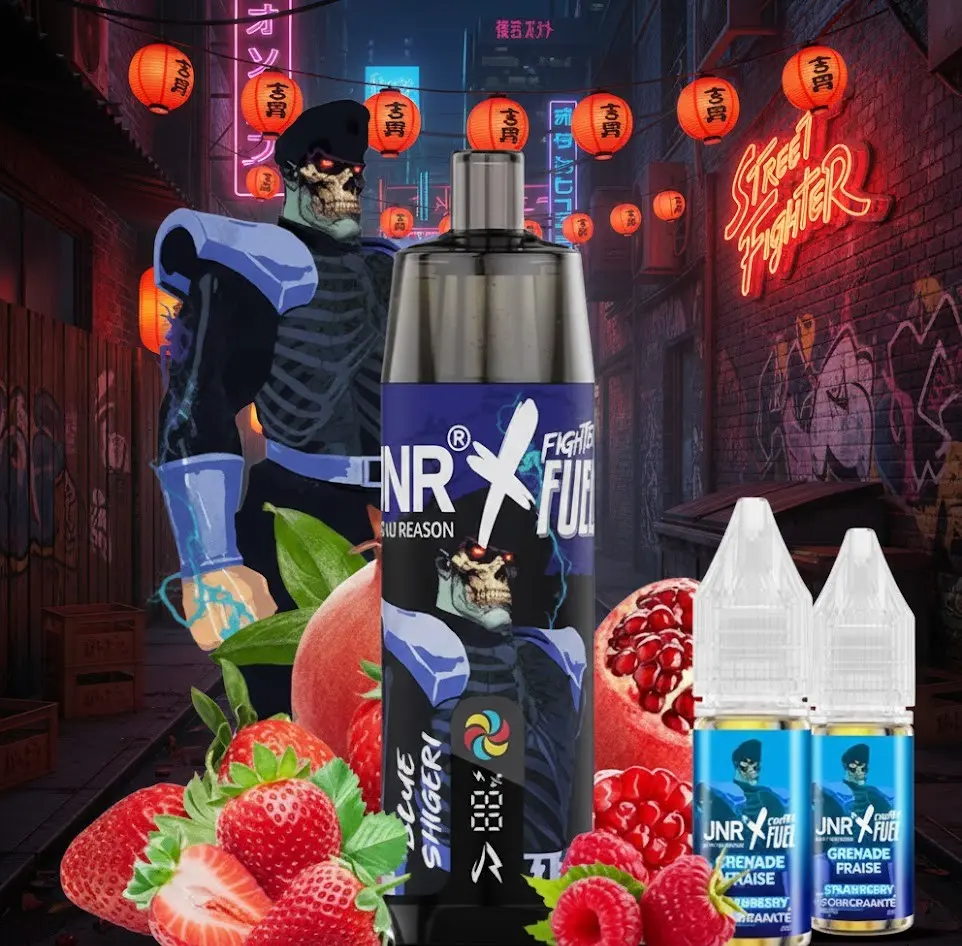 Kit Shisha Plus 28k 20 mg Fighter Fuel X JNR - Blue Shigeri, Grenade Fraise 