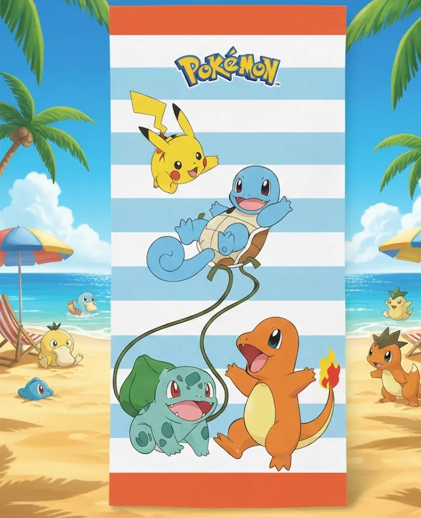 SERVIETTE DE PLAGE / DRAP DE BAIN POKEMON 140 X 70CM
