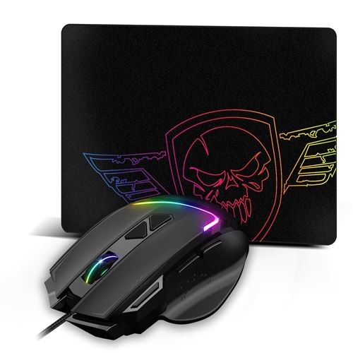 Spirit of Gamer PRO-M3 RGB Bedrade Gaming Muis Zwart En Grijs + Muismat Zwart